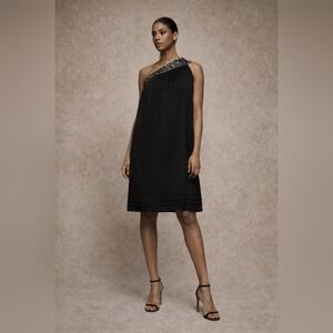 One shoulder Black beaded dress